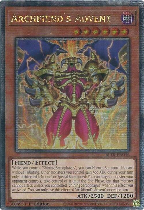 Archfiend's Advent (Quarter Century Secret Rare) [BLTR-EN046] Quarter Century Secret Rare | Fandemonia Ltd