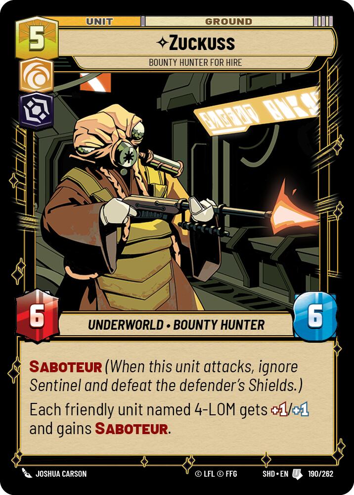 Zuckuss - Bounty Hunter for Hire (190/262) (190/262) [Shadows of the Galaxy] | Fandemonia Ltd