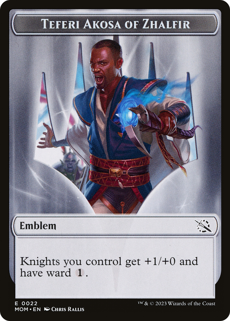Treasure (21) // Teferi Akosa of Zhalfir Emblem Double-Sided Token [March of the Machine Tokens] | Fandemonia Ltd