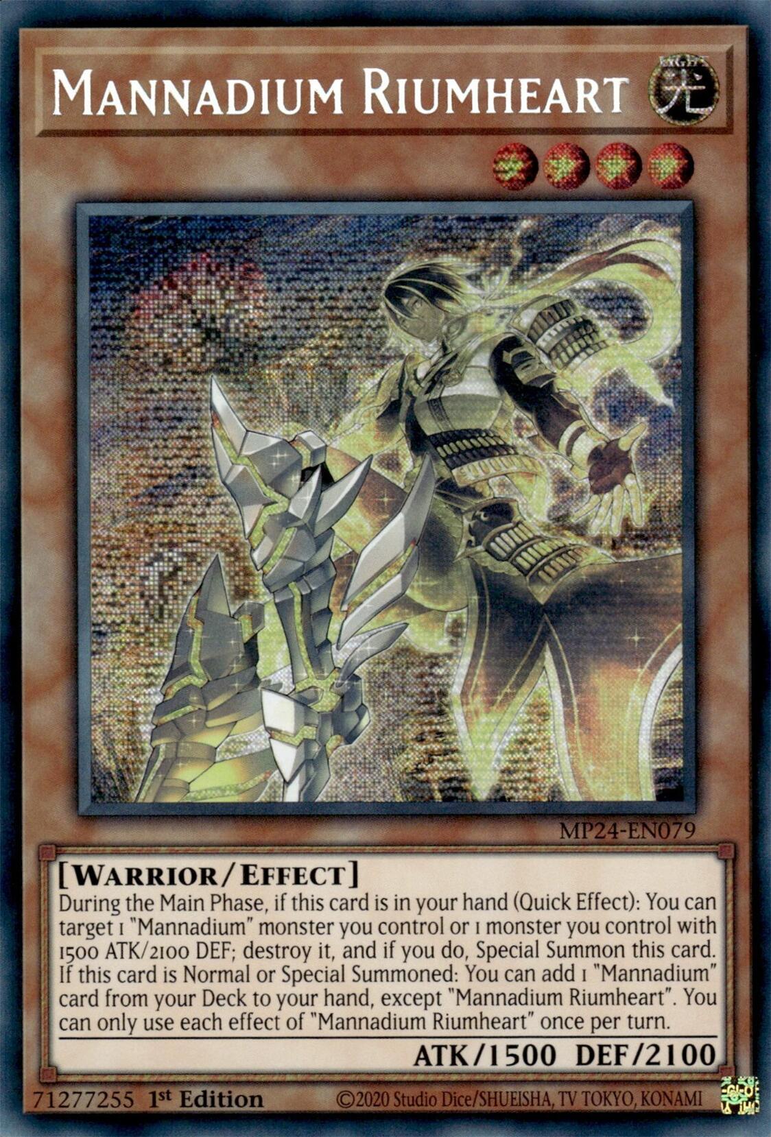 Mannadium Riumheart [MP24-EN079] Prismatic Secret Rare | Fandemonia Ltd
