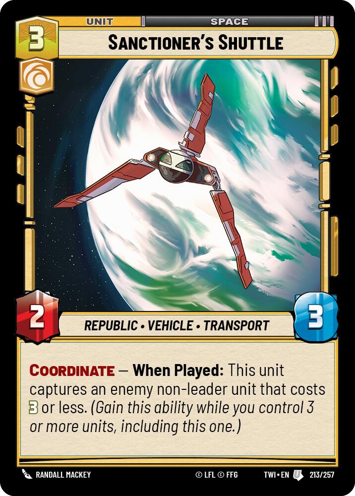 Sanctioner's Shuttle (213/257) (213/257) [Twilight of the Republic] | Fandemonia Ltd