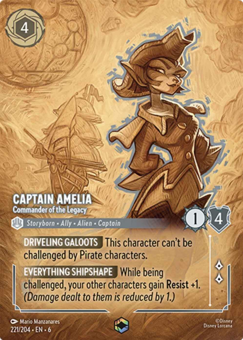 Captain Amelia - Commander of the Legacy (Enchanted) (221/204) [Azurite Sea] | Fandemonia Ltd