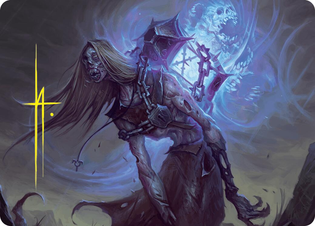 Soul-Shackled Zombie Art Card (9/54) (Gold-Stamped Signature) [Foundations Art Series] | Fandemonia Ltd