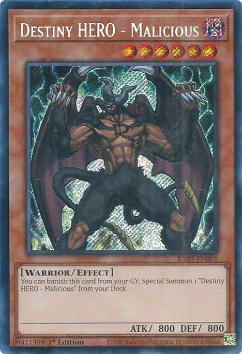 Destiny HERO - Malicious (Secret Rare) [RA03-EN001] Secret Rare | Fandemonia Ltd
