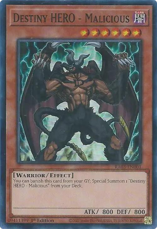Destiny HERO - Malicious [RA03-EN001] Super Rare | Fandemonia Ltd