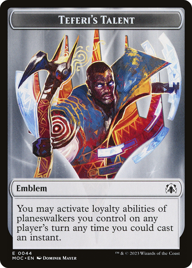 First Mate Ragavan // Teferi's Talent Emblem Double-Sided Token [March of the Machine Commander Tokens] | Fandemonia Ltd