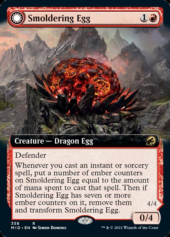 Smoldering Egg // Ashmouth Dragon (Extended Art) [Innistrad: Midnight Hunt] | Fandemonia Ltd