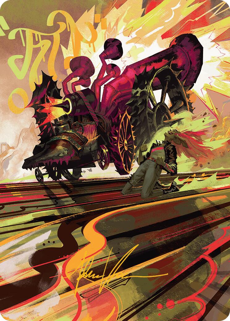 Rocketeer Boostbuggy Art Card (Gold-Stamped Signature) [Aetherdrift Art Series] | Fandemonia Ltd