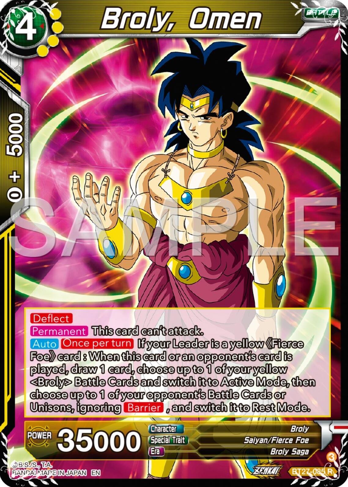 Broly, Omen (BT27-085) [History of Z] | Fandemonia Ltd