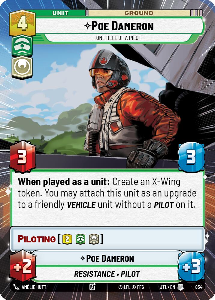 Poe Dameron - One Hell of a Pilot (834) (Hyperspace Foil) (834) [Jump to Lightspeed] | Fandemonia Ltd