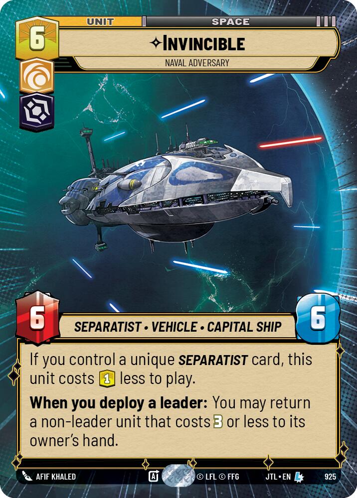 Invincible - Naval Adversary (925) (Hyperspace Foil) (925) [Jump to Lightspeed] | Fandemonia Ltd