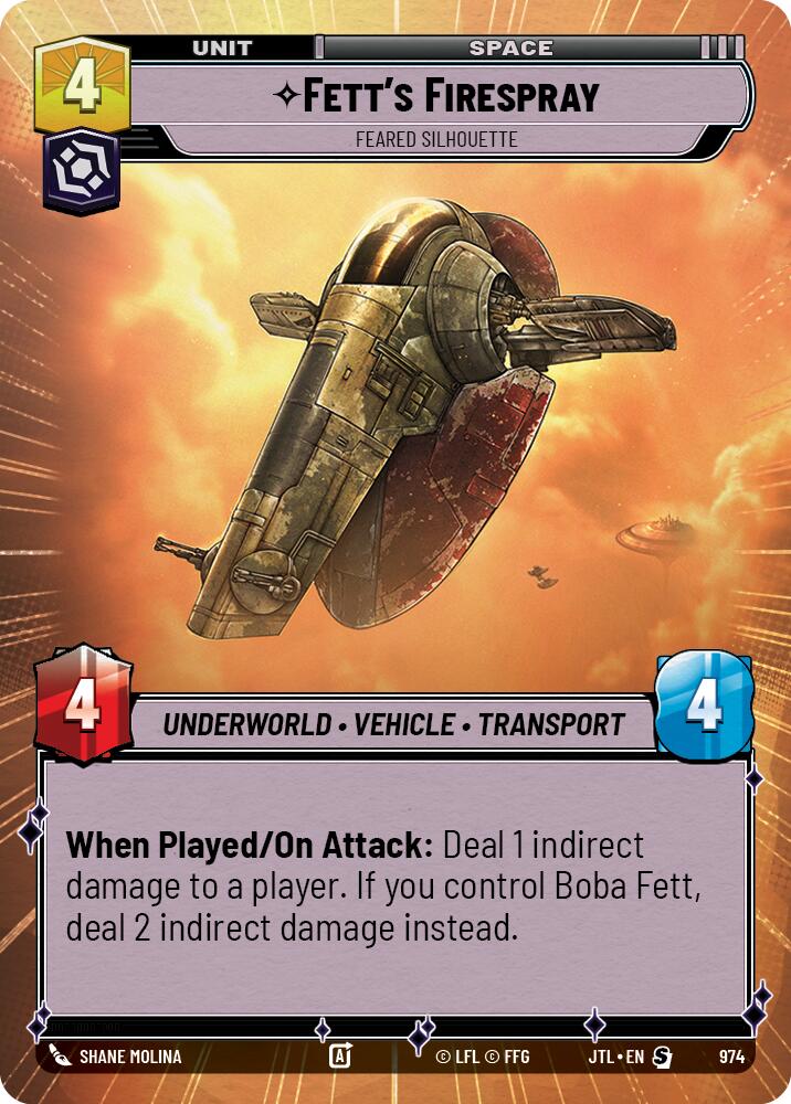 Fett's Firespray - Feared Silhouette (974) (Hyperspace Foil) (974) [Jump to Lightspeed] | Fandemonia Ltd
