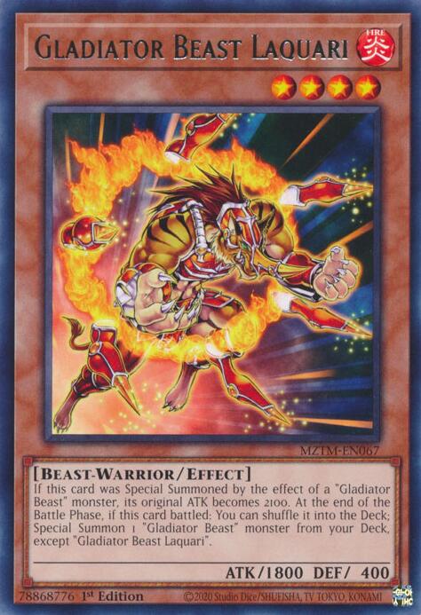Gladiator Beast Laquari [MZTM-EN067] Rare | Fandemonia Ltd