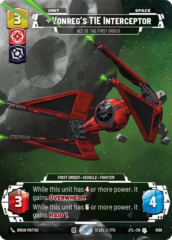 Vonreg's TIE Interceptor - Ace of the First Order (1066) (Prestige Foil) (1066) [Jump to Lightspeed] | Fandemonia Ltd