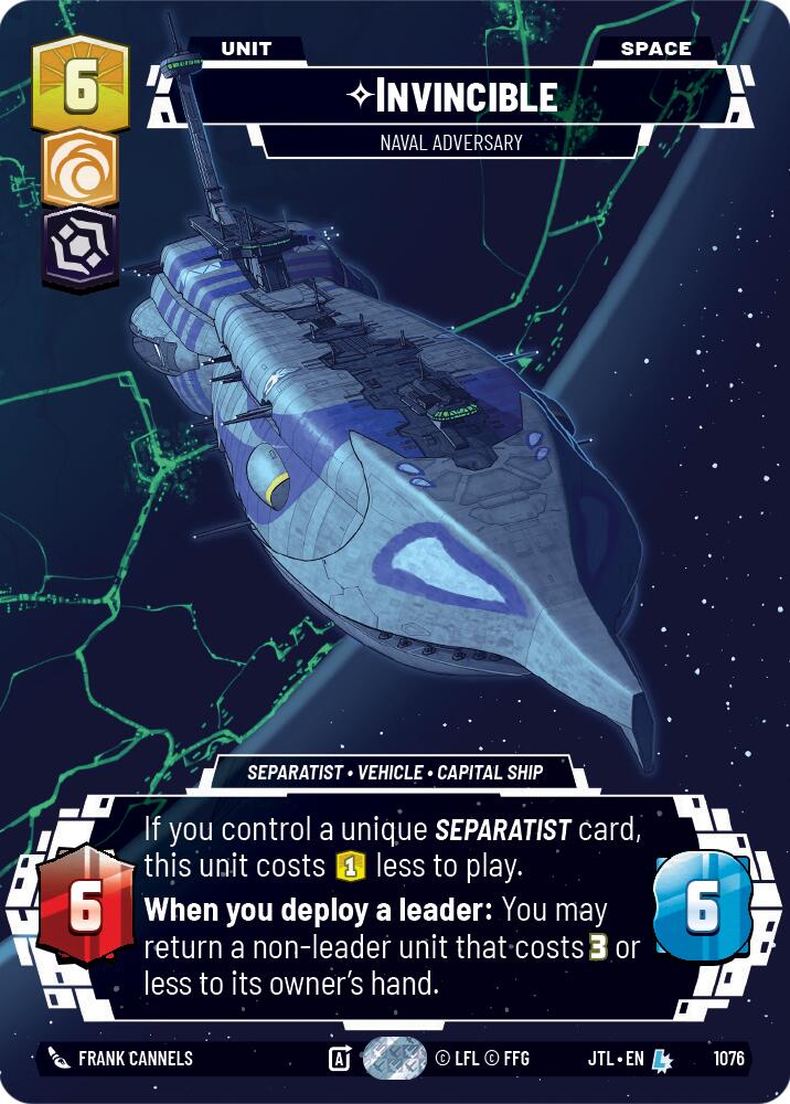 Invincible - Naval Adversary (1076) (Prestige Foil) (1076) [Jump to Lightspeed] | Fandemonia Ltd