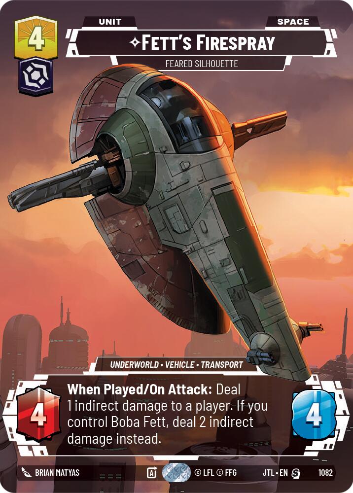 Fett's Firespray - Feared Silhouette (1082) (Prestige Foil) (1082) [Jump to Lightspeed] | Fandemonia Ltd