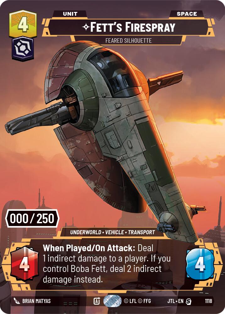Fett's Firespray - Feared Silhouette (1118) (Serialized) (1118) [Jump to Lightspeed] | Fandemonia Ltd