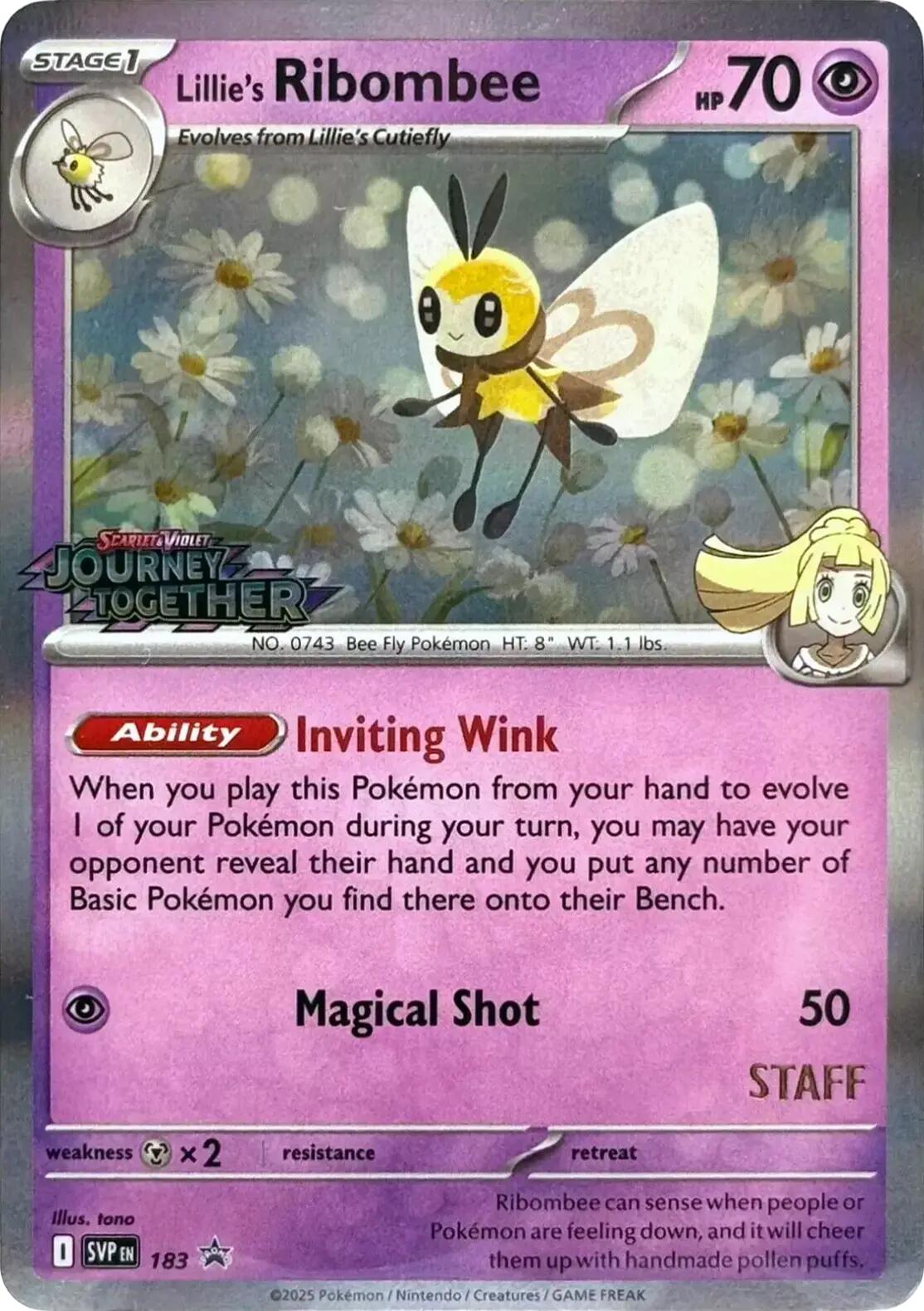 Lillie's Ribombee (183) (Prerelease Staff) [Scarlet & Violet: Black Star Promos] | Fandemonia Ltd