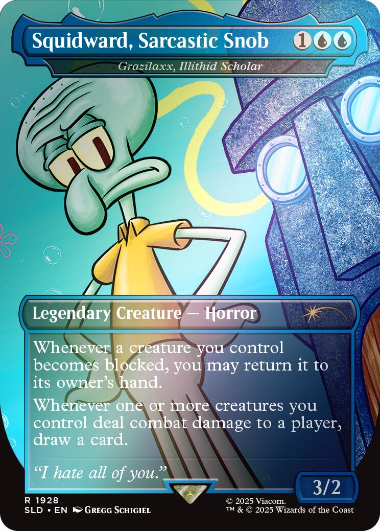 Squidward, Sarcastic Snob - Grazilaxx, Illithid Scholar (Rainbow Foil) [Secret Lair Drop Series] | Fandemonia Ltd