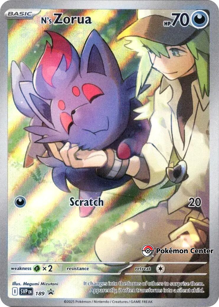 N's Zorua (SVP189) (Pokemon Center Exclusive) [Scarlet & Violet: Black Star Promos] | Fandemonia Ltd