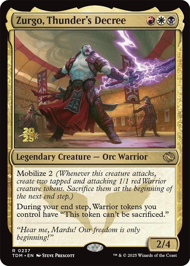 Zurgo, Thunder's Decree [Tarkir: Dragonstorm Prerelease Promos] | Fandemonia Ltd