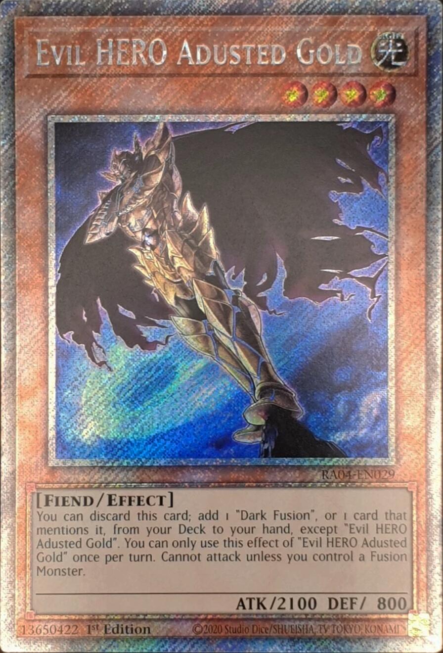 Evil HERO Adusted Gold [RA04-EN029] Platinum Secret Rare | Fandemonia Ltd