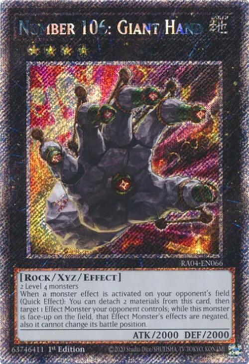 Number 106: Giant Hand [RA04-EN066] Platinum Secret Rare | Fandemonia Ltd
