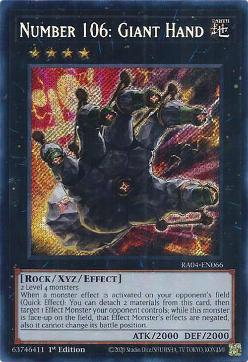 Number 106: Giant Hand [RA04-EN066] Secret Rare | Fandemonia Ltd