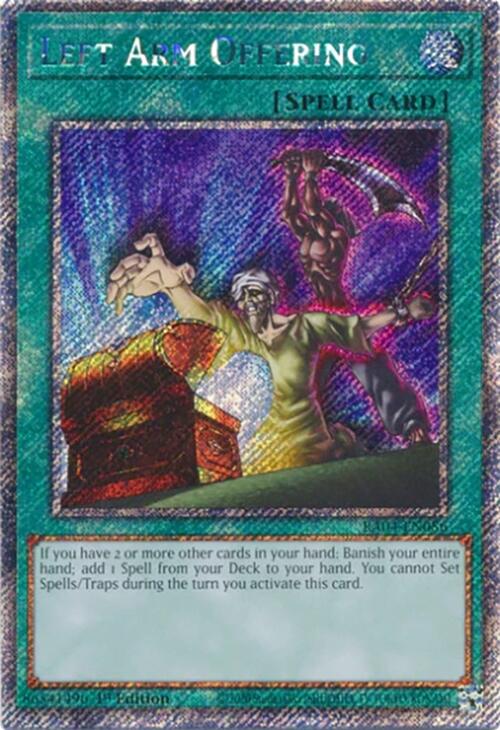 Left Arm Offering [RA04-EN086] Platinum Secret Rare | Fandemonia Ltd
