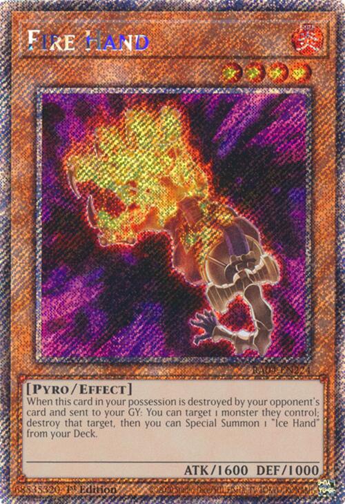 Fire Hand [RA04-EN224] Platinum Secret Rare | Fandemonia Ltd