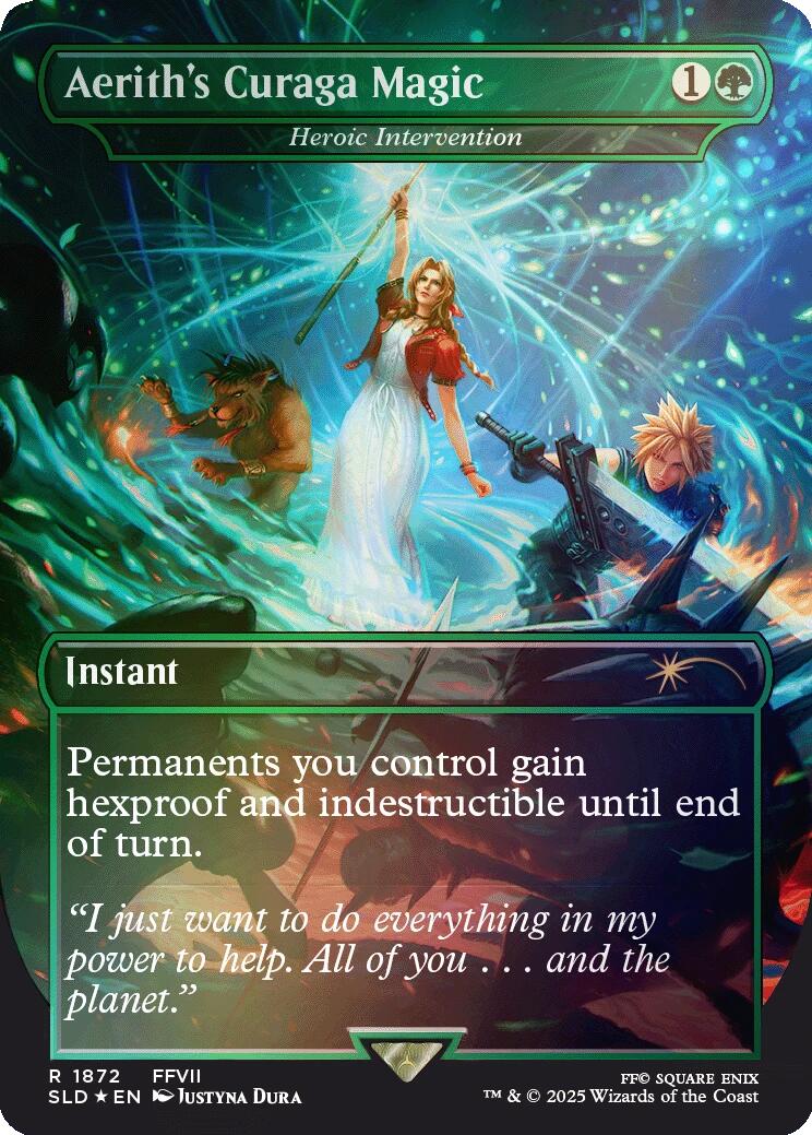 Aerith's Curaga Magic - Heroic Intervention (Rainbow Foil) [Secret Lair Drop Series] | Fandemonia Ltd