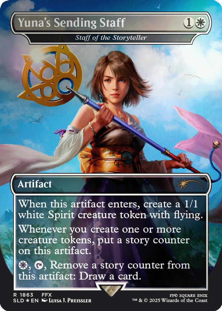 Yuna's Sending Staff - Staff of the Storyteller (Rainbow Foil) [Secret Lair Drop Series] | Fandemonia Ltd