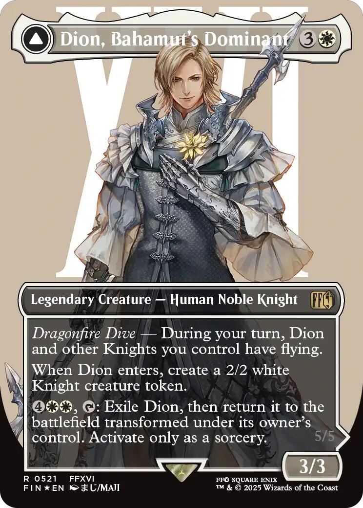 Dion, Bahamut's Dominant // Bahamut, Warden of Light (Borderless) (Surge Foil) [FINAL FANTASY] | Fandemonia Ltd