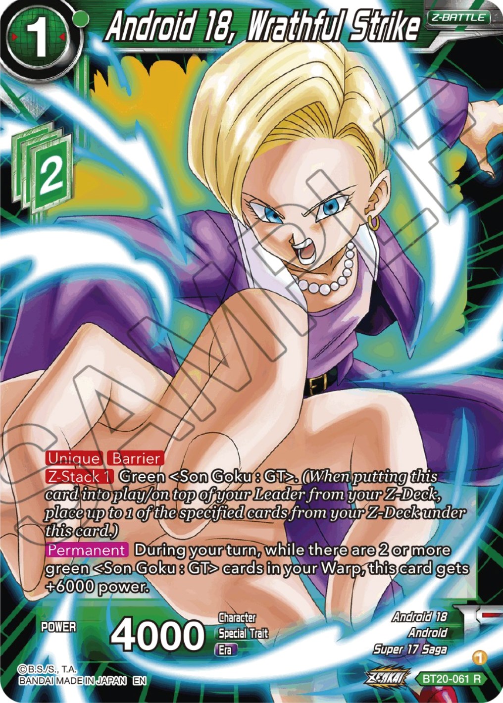 Android 18, Wrathful Strike (BT20-061) [Power Absorbed] | Fandemonia Ltd