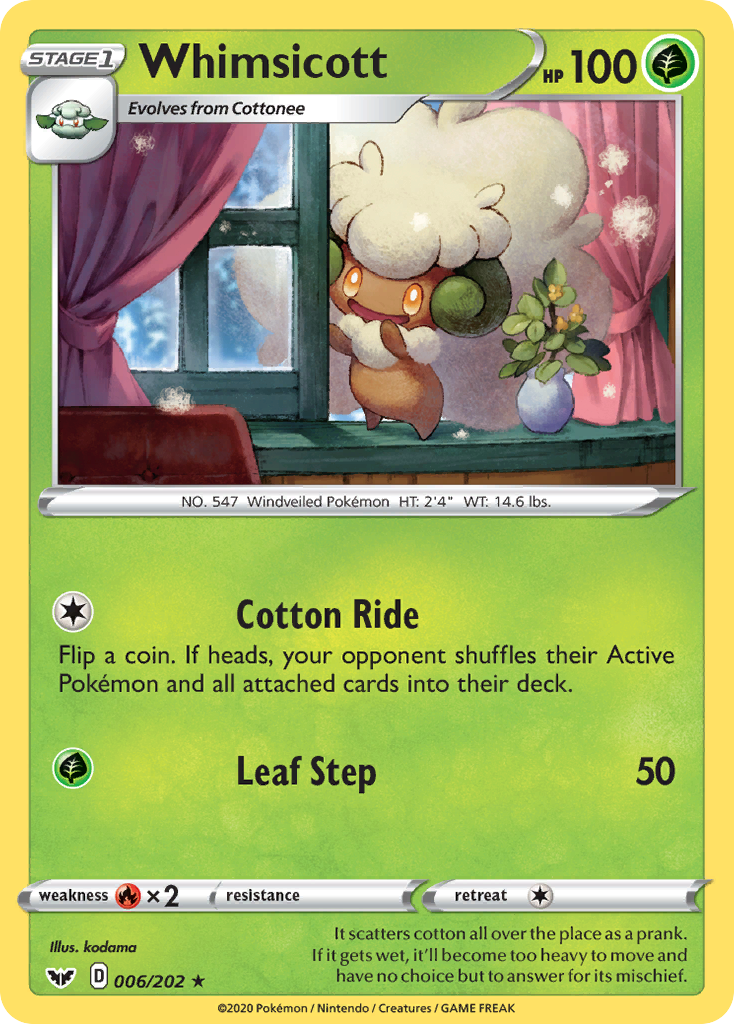Whimsicott (006/202) [Sword & Shield: Base Set] | Fandemonia Ltd