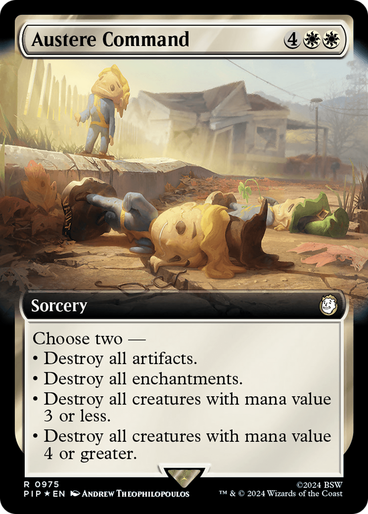 Austere Command (Extended Art) (Surge Foil) [Fallout] | Fandemonia Ltd