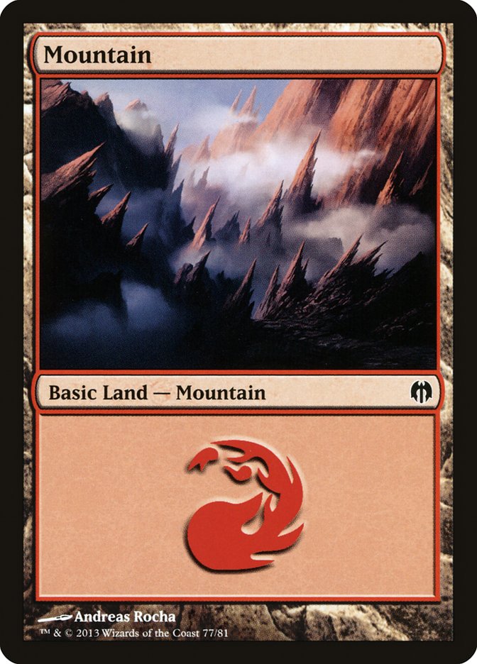 Mountain (77) [Duel Decks: Heroes vs. Monsters] | Fandemonia Ltd