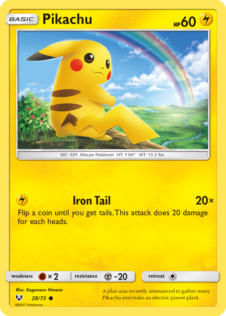 Pikachu (28/73) (Cosmos Holo) [Sun & Moon: Shining Legends] | Fandemonia Ltd