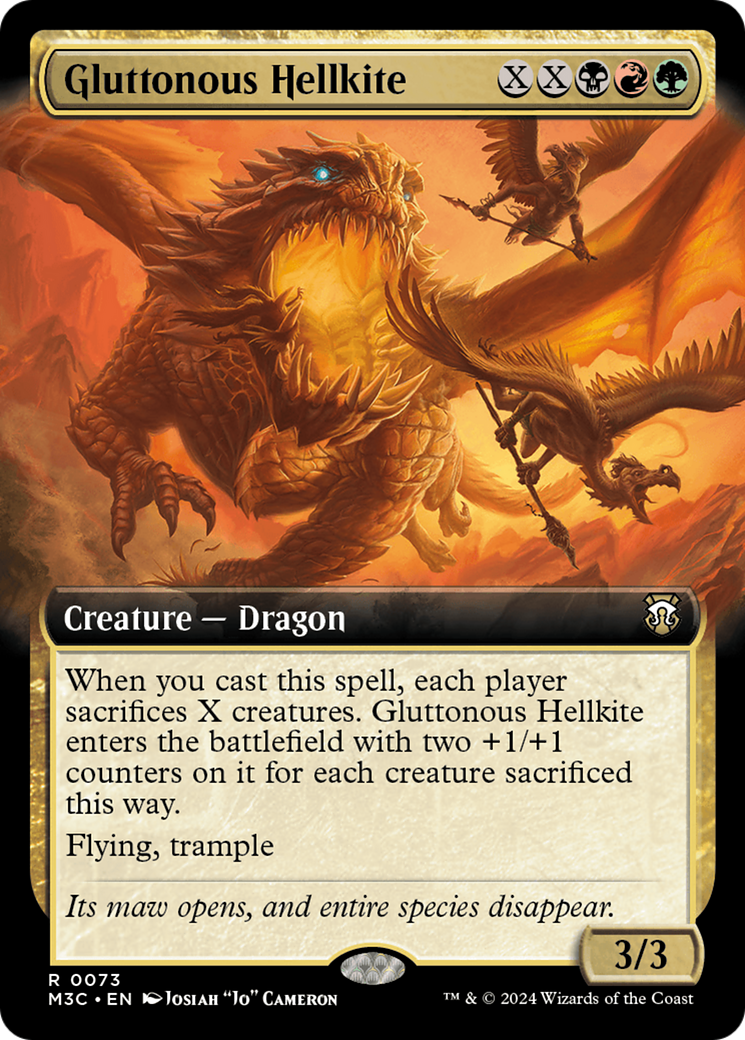 Gluttonous Hellkite (Extended Art) (Ripple Foil) [Modern Horizons 3 Commander] | Fandemonia Ltd