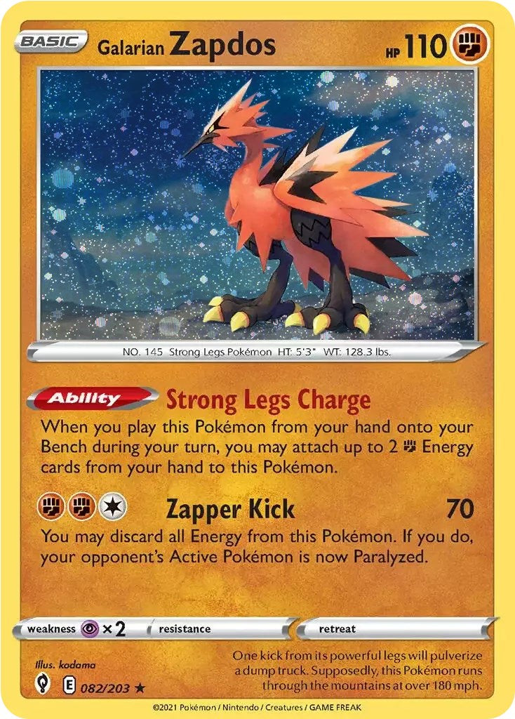 Galarian Zapdos (082/203) (Cosmos Holo) [Sword & Shield: Evolving Skies] | Fandemonia Ltd