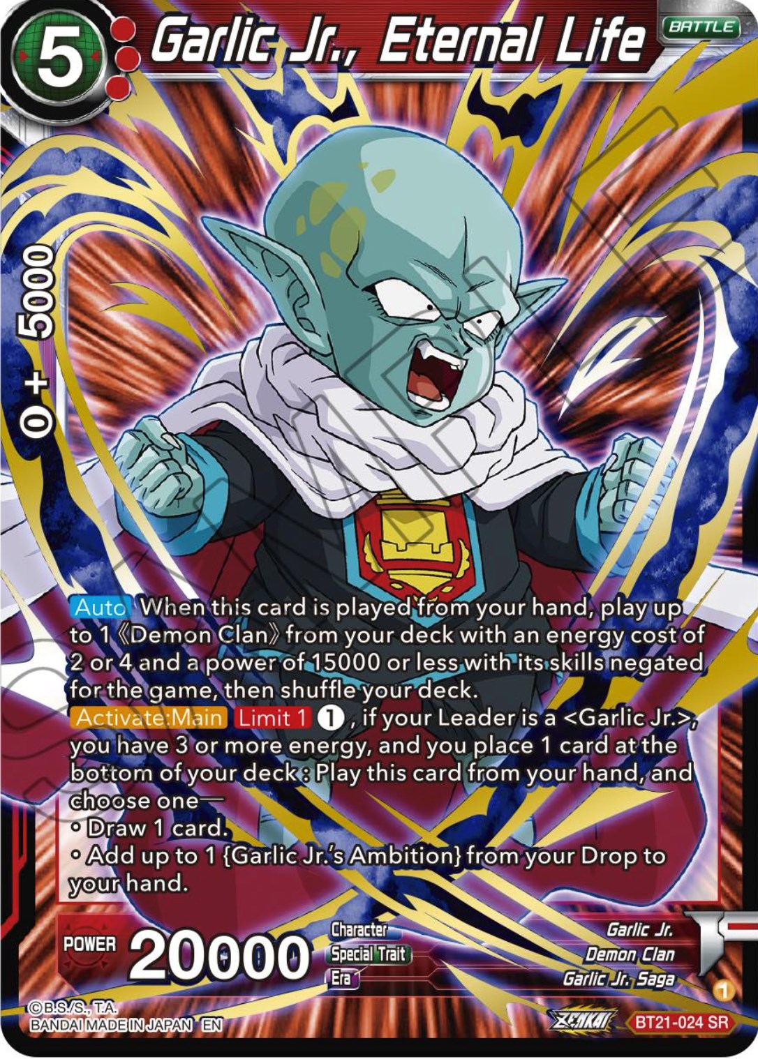 Garlic Jr., Eternal Life (BT21-024) [Wild Resurgence] | Fandemonia Ltd