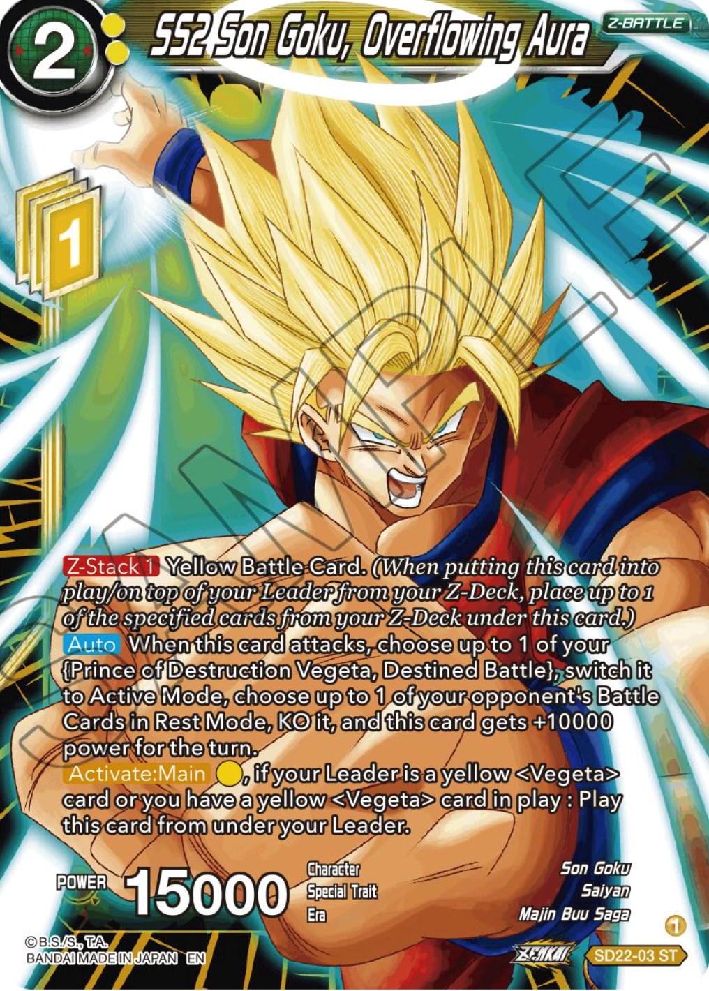 SS2 Son Goku, Overflowing Aura (Starter Deck Exclusive) (SD22-03) [Power Absorbed] | Fandemonia Ltd