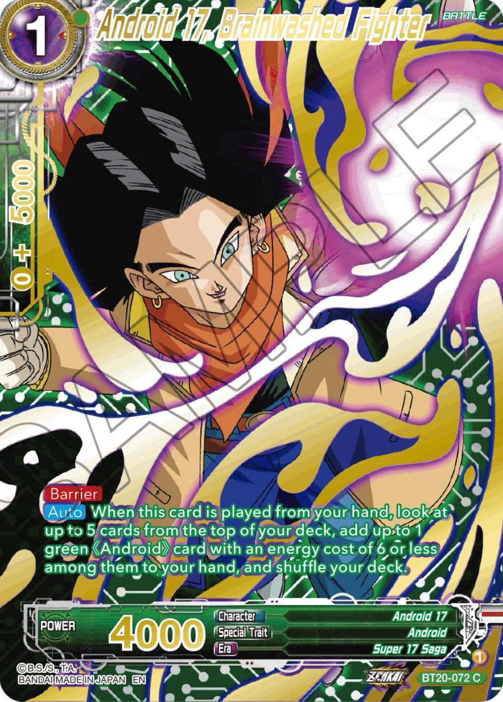 Android 17, Brainwashed Fighter (Gold-Stamped) (BT20-072) [Power Absorbed] | Fandemonia Ltd
