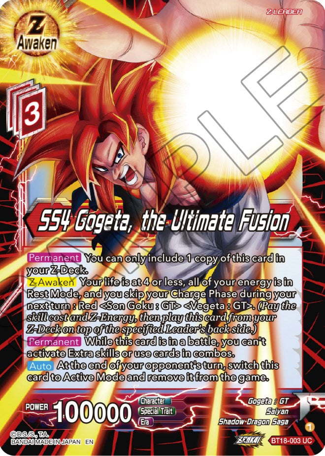 SS4 Gogeta, the Ultimate Fusion (BT18-003) [Dawn of the Z-Legends] | Fandemonia Ltd