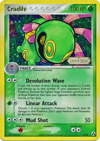 Cradily (3/92) (Stamped) [EX: Legend Maker] | Fandemonia Ltd