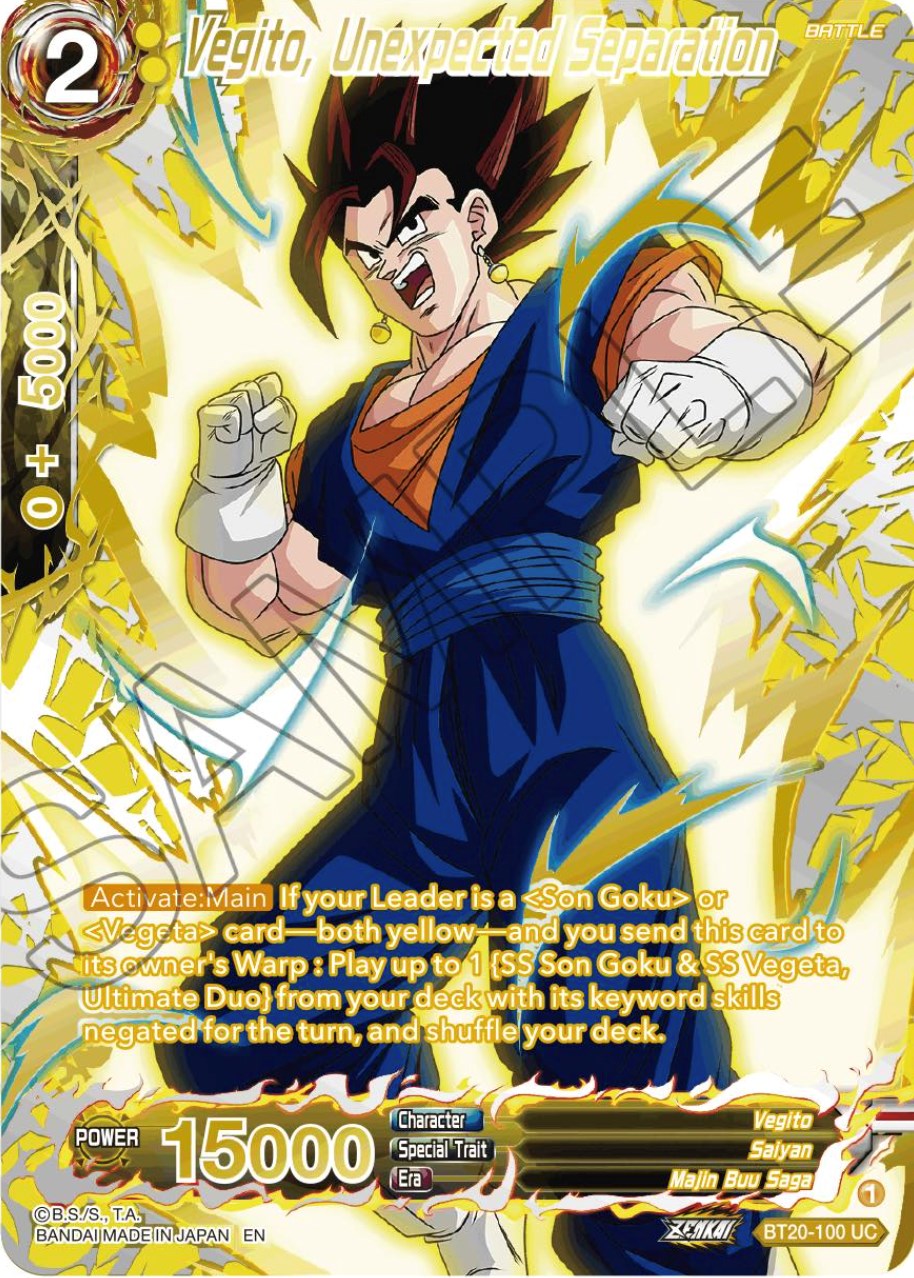 Vegito, Unexpected Separation (Gold-Stamped) (BT20-100) [Power Absorbed] | Fandemonia Ltd