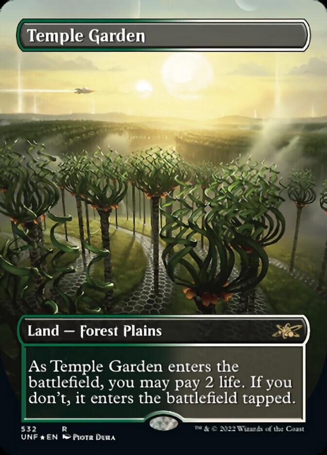 Temple Garden (Borderless) (Galaxy Foil) [Unfinity] | Fandemonia Ltd
