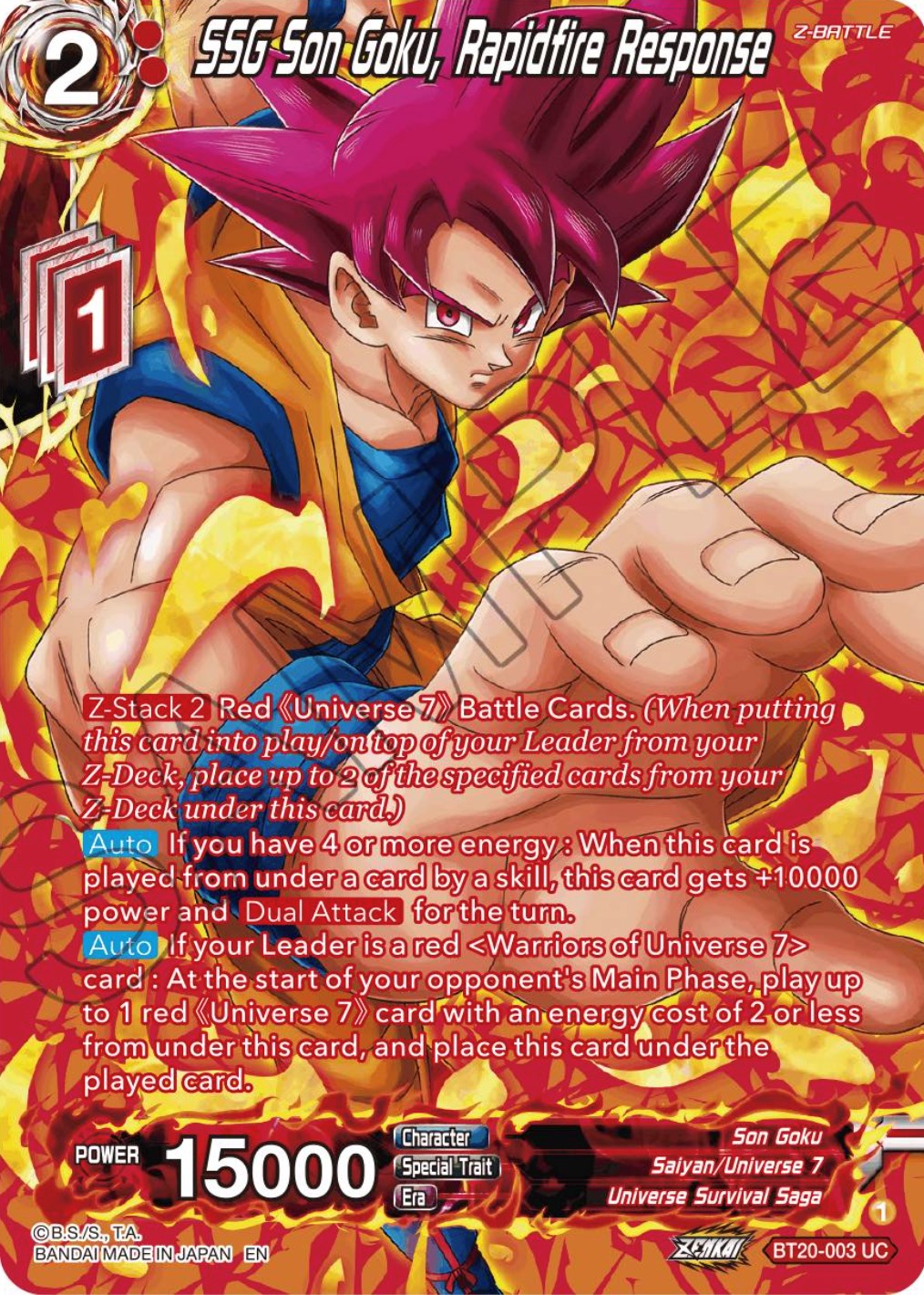 SSG Son Goku, Rapidfire Response (Silver Foil) (BT20-003) [Power Absorbed] | Fandemonia Ltd
