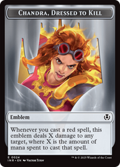 Human (0014) // Emblem - Chandra, Dressed to Kill Double-Sided Token [Innistrad Remastered Tokens] | Fandemonia Ltd