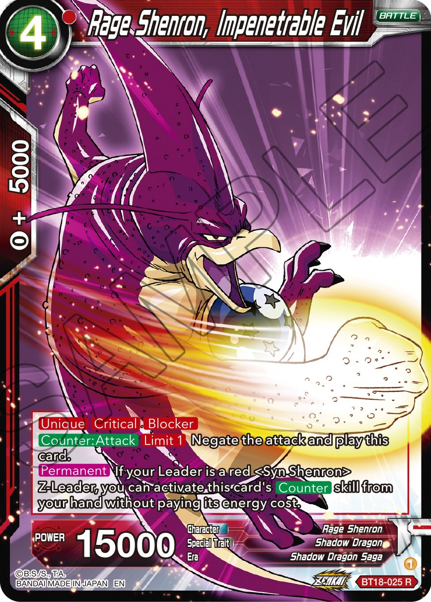 Rage Shenron, Impenetrable Evil (BT18-025) [Dawn of the Z-Legends] | Fandemonia Ltd